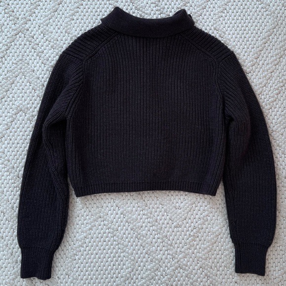 Aritzia Wilfred Charcoal Gray Wool Cropped Sweater Medium - Picture 8 of 9